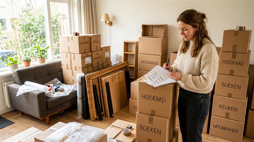 Verhuisdozen tellen voor het juiste aantal kuub